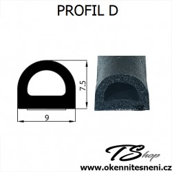 Samolepicí těsnění Profil D Černá 100mb
